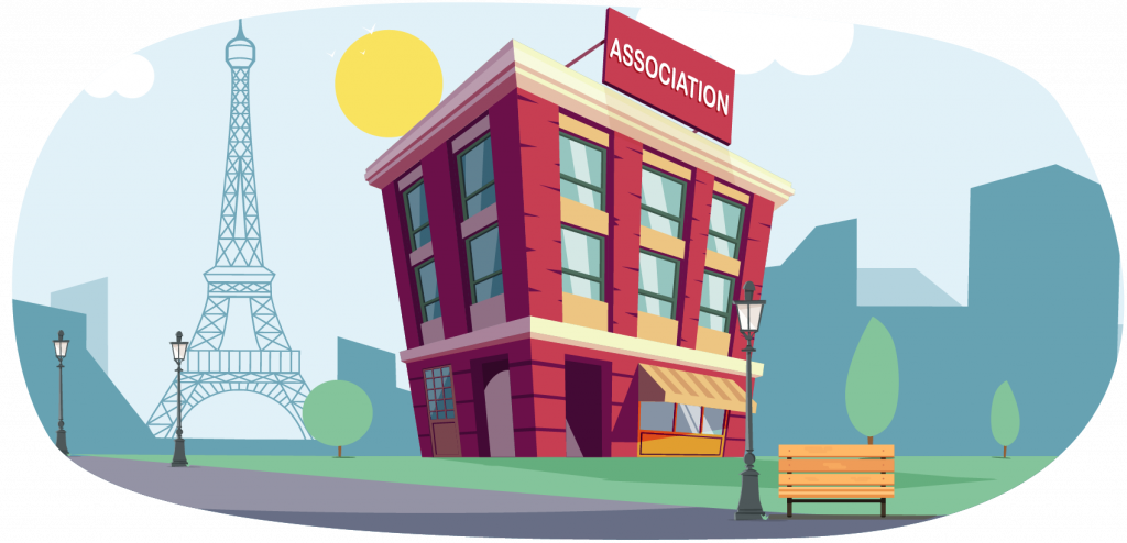 Dessin d'un immeuble symbolisant le siège social d'une association – article sur le conseil d'administration d'association par ABC LIV